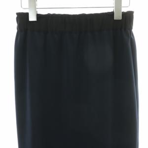 ANAYI 21SS タイトスカート ロング ミモレ サイドスリット ウエストゴム 36 S 紺 ネイビー