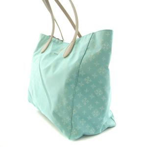 russet トートバッグ ハンドバッグ ナイロン レザー モノグラム 総柄 ロゴ 水色 ライトブルー /BB