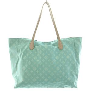 russet トートバッグ ハンドバッグ ナイロン レザー モノグラム 総柄 ロゴ 水色 ライトブルー /BB