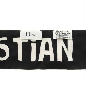 Christian Dior レール L'AIR ミッツァ スカーフ 総柄 絹 シルク 保存箱付き オレンジ 黒 ブラック