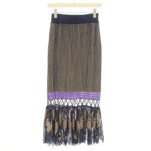 Ameri VINTAGE SCALLOP LACE KNIT SKIRT スカラップレースニットスカート イージー マキシ ロング