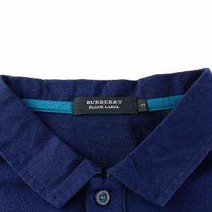 BURBERRY BLACK LABEL ポロシャツ カットソー 半袖 刺繍 コットン 3 L 紺 ネイビー