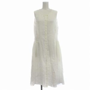 リネン ワンピース ノースリーブ ロング 46 M 白 ホワイト