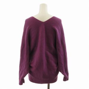 SHIPS ニット セーター 長袖 Vネック ドルマンスリーブ 紫 パープル