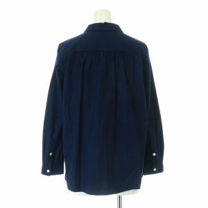 mina perhonen konzert 丸襟シャツ ブラウス 長袖 ちょうちょ 刺繍 コットン 40 L 紺 ネイビー ua1817