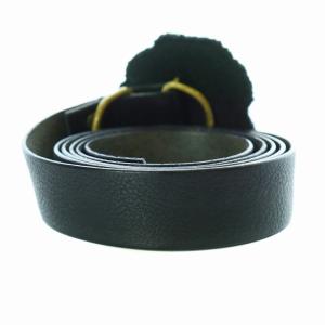 mina perhonen land puzzle ベルト レザー フラワーコサージュ 牛革 真鍮 F 黒 ブラック ua3378