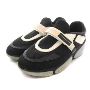 PRADA クラウドバスト スニーカー シューズ メッシュ ラバー 36 23.0cm 黒 ブラック 白 ホワイト