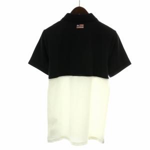 BRIEFING ポロシャツ 半袖 ハーフボタン 鹿の子 ロゴ バイカラー M 黒 ブラック 白 ホワイト
