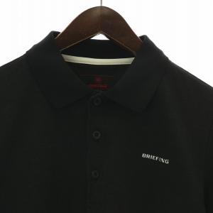 BRIEFING ポロシャツ 半袖 ハーフボタン 鹿の子 ロゴ バイカラー M 黒 ブラック 白 ホワイト