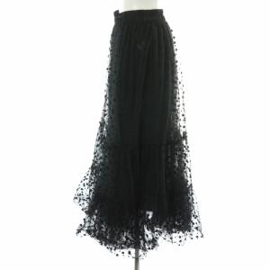 JOURNAL STANDARD relume 23SS ランダムドットチュールティアードスカート ロング マキシ フレア フロッキープリント 水玉 ウエストゴム ペチコート付き