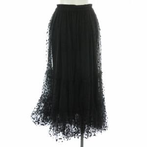 JOURNAL STANDARD relume 23SS ランダムドットチュールティアードスカート ロング マキシ フレア フロッキープリント 水玉 ウエストゴム ペチコート付き