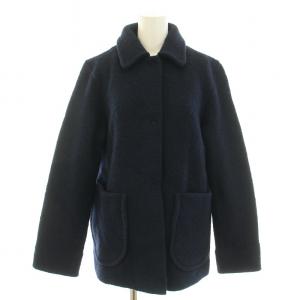 ウールコート アウター ショート丈 ウール 36 S 紺 ネイビー /YT