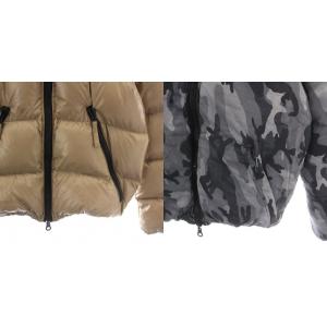 DUVETICA ダウンジャケット リバーシブル ジップアップ フード 迷彩 カモフラ 46 M ベージュ グレー