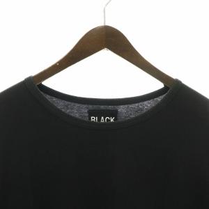 Yohji Yamamoto BLACK Scandal Tシャツ カットソー 五分袖 クルーネック オーバーサイズ ドロップショルダー ロゴプリント スリット