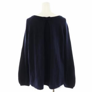 BURBERRY BLUE LABEL ニット セーター ケーブル 長袖 リボン カシミヤ混 38 M 紺 ネイビー