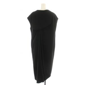 ENFOLD 17SS ワンピース ロング ミモレ フレンチスリーブ ボートネック アシンメトリー 38 M 黒 ブラック