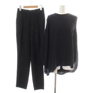 17SS セットアップ 上下 ブラウス ノースリーブ アシンメトリー スラックスパンツ イージー タック