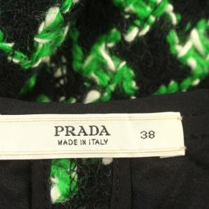 PRADA ニットスカート ひざ丈 ウール スカート 38 M グリーン 緑