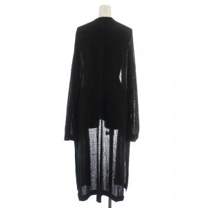 ENFOLD 20SS ニットカーディガン トッパー ロング 長袖 ドロップショルダー 麻 リネン混 38 M 黒 ブラック