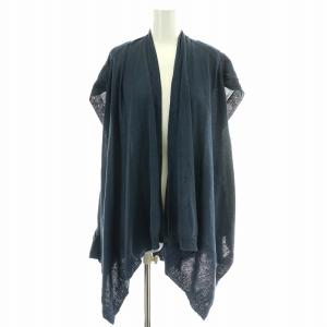 ニットカーディガン フレンチスリーブ ロング 2 M 青 ブルー