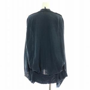 ISSEY MIYAKE ニットカーディガン フレンチスリーブ ロング 2 M 青 ブルー