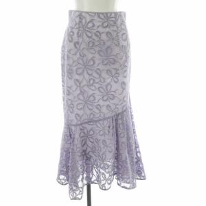 タグ付き 23SS マーメイドスカート ロング マキシ フレア カットワーク 刺繍 総柄 2 M 紫 パープル
