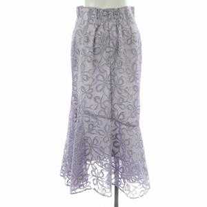 Apuweiser-riche タグ付き 23SS マーメイドスカート ロング マキシ フレア カットワーク 刺繍 総柄 2 M 紫 パープル