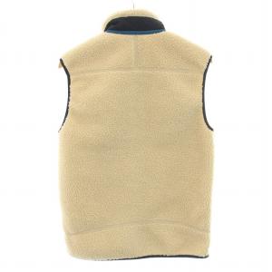 Patagonia クラシックレトロXベスト フリースジャケット ジップアップ ショート丈 スタンドカラー 切替 ロゴ 刺繍 S ベージュ 紺