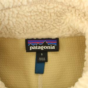 Patagonia クラシックレトロXベスト フリースジャケット ジップアップ ショート丈 スタンドカラー 切替 ロゴ 刺繍 S ベージュ 紺
