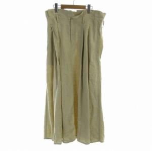 CINOH リネンタックマキシ フレアスカート ロング プリーツ ベルト付き 38 M ベージュ /RO
