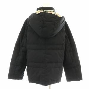 BURBERRY LONDON ダウンジャケット フード シングル スタンドカラー 裏地ノバチェック メッシュ 40 M 黒 ブラック