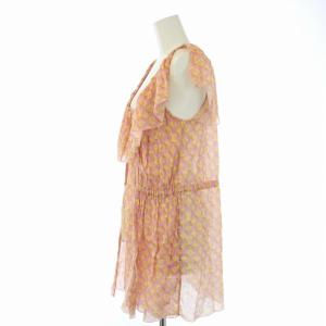 LOUIS VUITTON ワンピース チュニック ミニ フリル ノースリーブ モノグラム 総柄 36 S ピンク