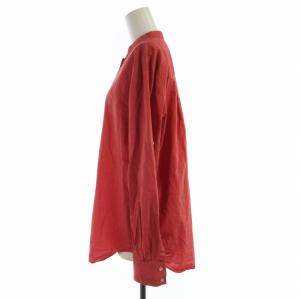 HUGO BOSS カジュアルシャツ ブラウス バンドカラー 五分袖 長袖 IT44 L 赤 レッド /RO