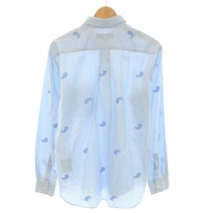 Comme des Garçons Homme Deux AD2019 シャツ スタンダードカラー 長袖 ストライプ柄 ペイズリー刺繍 S 水色 ライトブルー