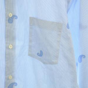 Comme des Garçons Homme Deux AD2019 シャツ スタンダードカラー 長袖 ストライプ柄 ペイズリー刺繍 S 水色 ライトブルー