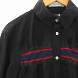 FACETASM シャツ 切替 リブニット コットン ライン 長袖 4 M 黒 ブラック HR-SH-M03