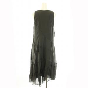 HUGO BOSS ワンピース ロング ミモレ Vネック ノースリーブ ティアード 絹 シルク IT42 M グレー