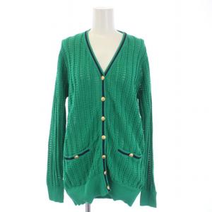 ANAYI 23SS ニット カーディガン 長袖 Vネック 金ボタン 38 M 緑 グリーン 102318-16-450-71-380