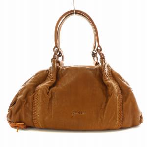 ハンドバッグ ボストン レザー タッセル 茶 ブラウン /NW43