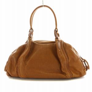 genten ハンドバッグ ボストン レザー タッセル 茶 ブラウン /NW43