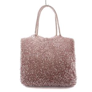 ANTEPRIMA ワイヤーバッグ ハンド トート 編み込み ビニール ピンク シルバー色