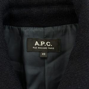 A.P.C. ステンカラーコート アウター ミドル丈 ジップアップ ウール XS 紺 ネイビー