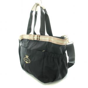 TOCCA 2WAY トートバッグ ハンドバッグ ショルダーバッグ ポーチ ロゴ 刺繍 ナイロン F 黒 ブラック ピンク