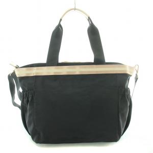 TOCCA 2WAY トートバッグ ハンドバッグ ショルダーバッグ ポーチ ロゴ 刺繍 ナイロン F 黒 ブラック ピンク