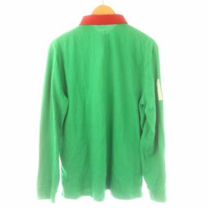 POLO RALPH LAUREN ラガーシャツ ワッペン 刺繍 長袖 M 緑 グリーン