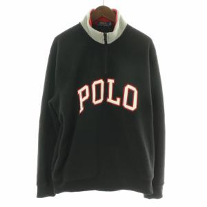 POLO RALPH LAUREN クォータージップ フリース トレーナー ハーフジップ ボアジャケット ハイネック ロゴ ワッペン 刺繍 長袖 LG L グレー