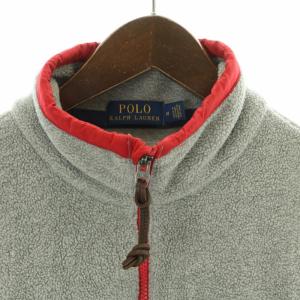 POLO RALPH LAUREN ポーラーフリース ハーフジップ トレーナー ボアジャケット ハイネック ワッペン 刺繍 長袖 M グレー 710731646002