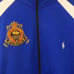 POLO RALPH LAUREN ジップアップジャケット トラックジャケット ハイネック メッシュ ワッペン 刺繍 ロゴ 切替 長袖 M 青 ブルー