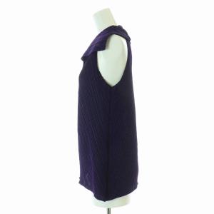 PLEATS PLEASE ISSEY MIYAKE イッセイミヤケ カットソー プリーツ ノースリーブ スキッパー 3 L 紫 パープル PP13-JK653