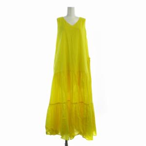 UWSC コットン Vネック マキシワンピース ロング ノースリーブ 36 S 黄 イエロー 1526-199-1804